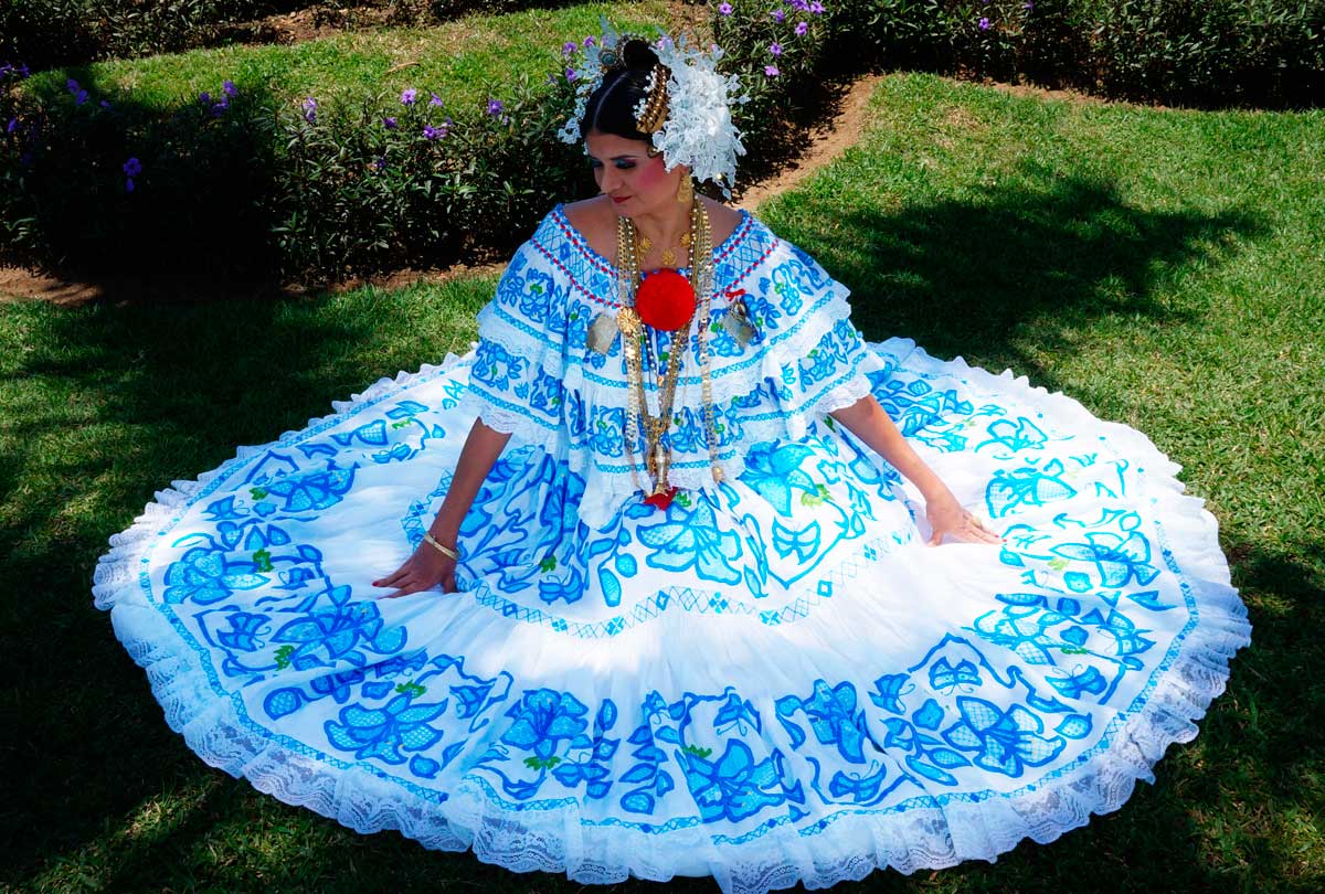 Pollera de Lujo Azul Pollera de Lujo